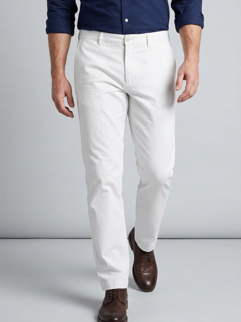 Tommy Hilfiger Classic Fit White Dress Shirt - White with Navy Trim